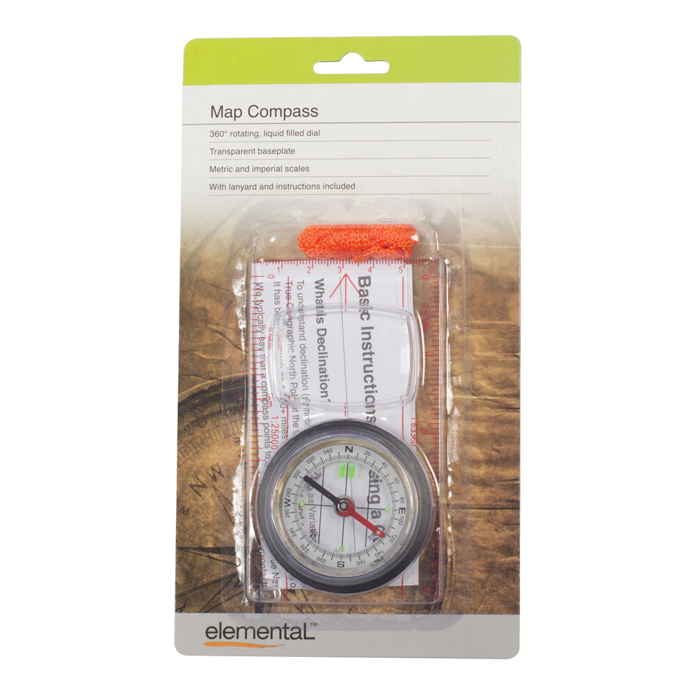 Elemental Plastic Compact Liquid Filled Dial Hiking Map Compass 11.5x6.5cm — image 2
