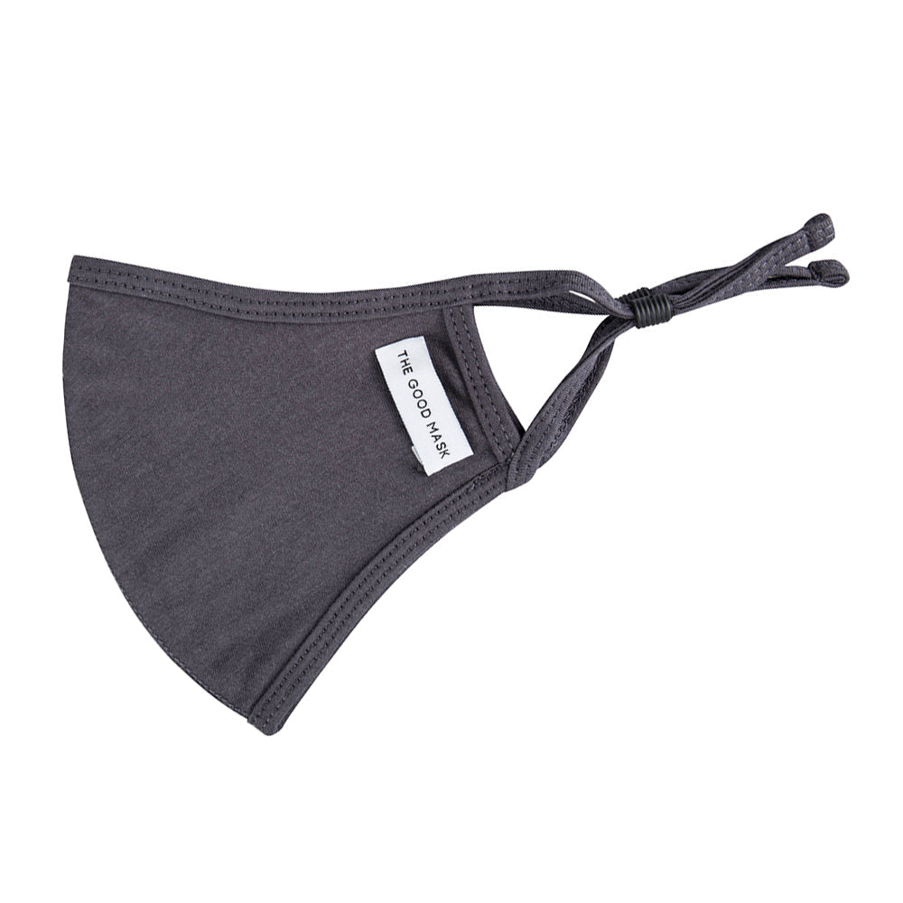 The Good Brand Cotton Jersey Reusable Breathable Cloth Face Mask w Pouch — Charcoal