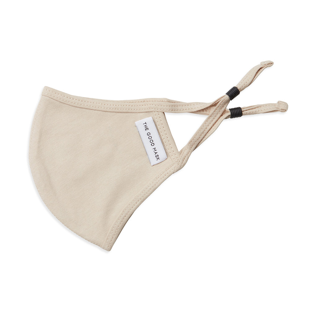 The Good Brand Cotton Jersey Reusable Breathable Face Mask w/ Pouch Vanilla