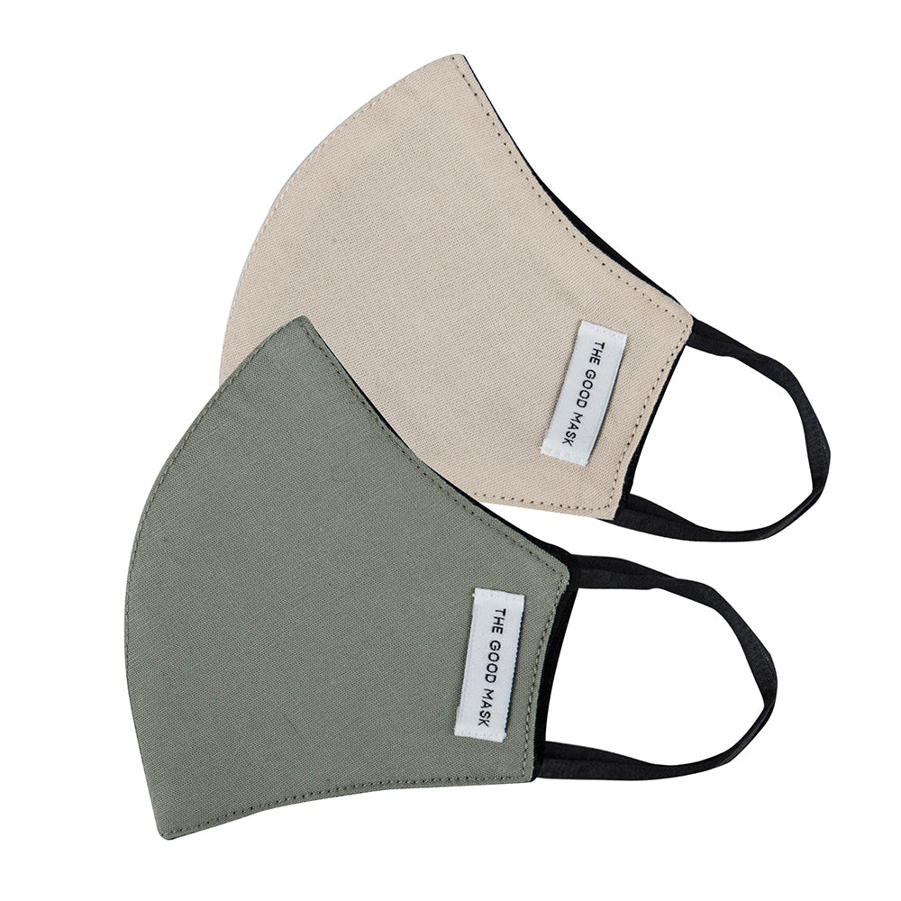 The Good Brand Kids Cotton Reusable Breathable Face Mask Bone/Sage 8-12y (4 Pack) — image 2