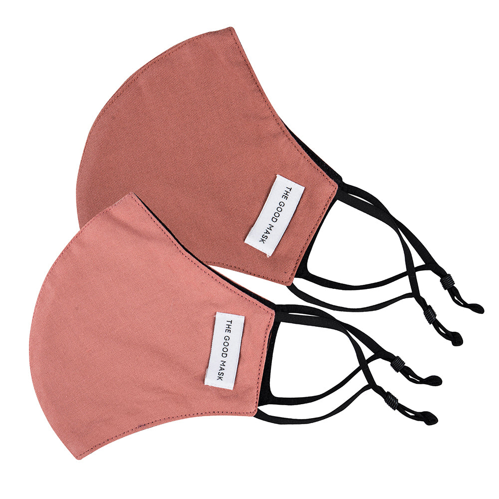 The Good Brand Cotton Reusable Breathable Cloth 2 Ply Face Mask Salmon/Rose (2 Pack)