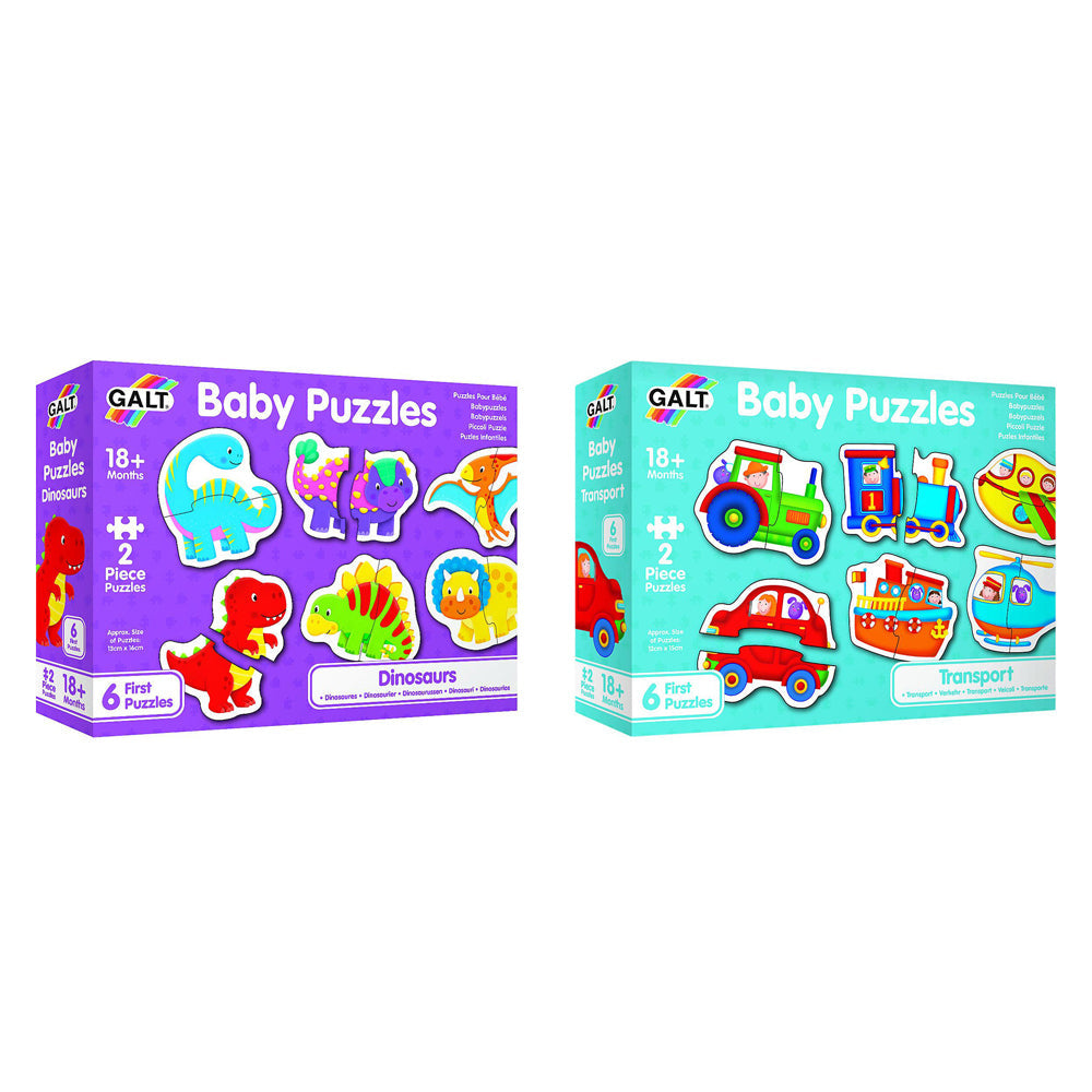 Galt Baby Puzzles Dinosaurs/Transport Learning Game Kids/Childrens Toy 18m+ (4 Pieces)