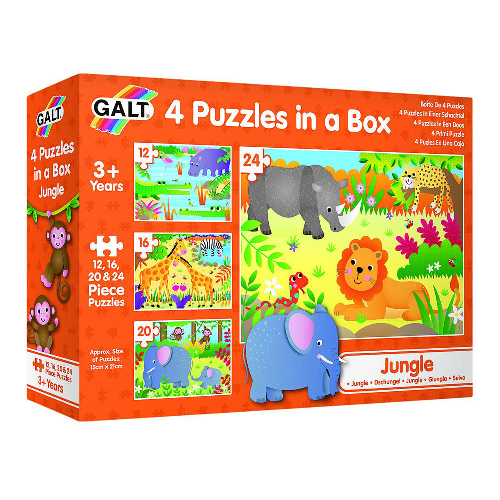 Galt 4 Puzzles In a Box Jungle Kids/Childrens Educational Jigsaw Toy 3y+