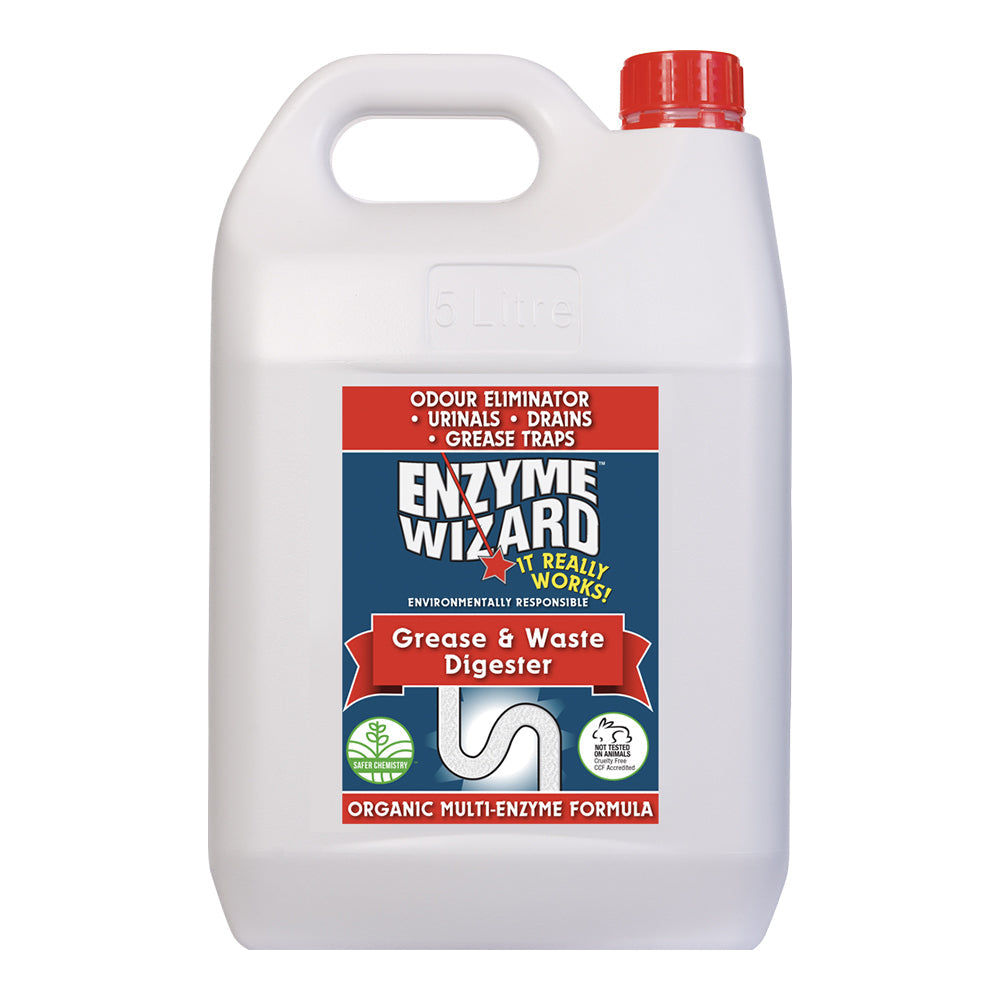 Enzyme Wizard 5L Liquid Grease & Waste Digester Odour Eliminator/Remover Cleaner