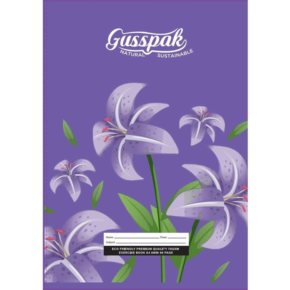 Gusspak A4 70GSM 96 Page Premium Exercise Book 8mm Ruled w/ Red Margin