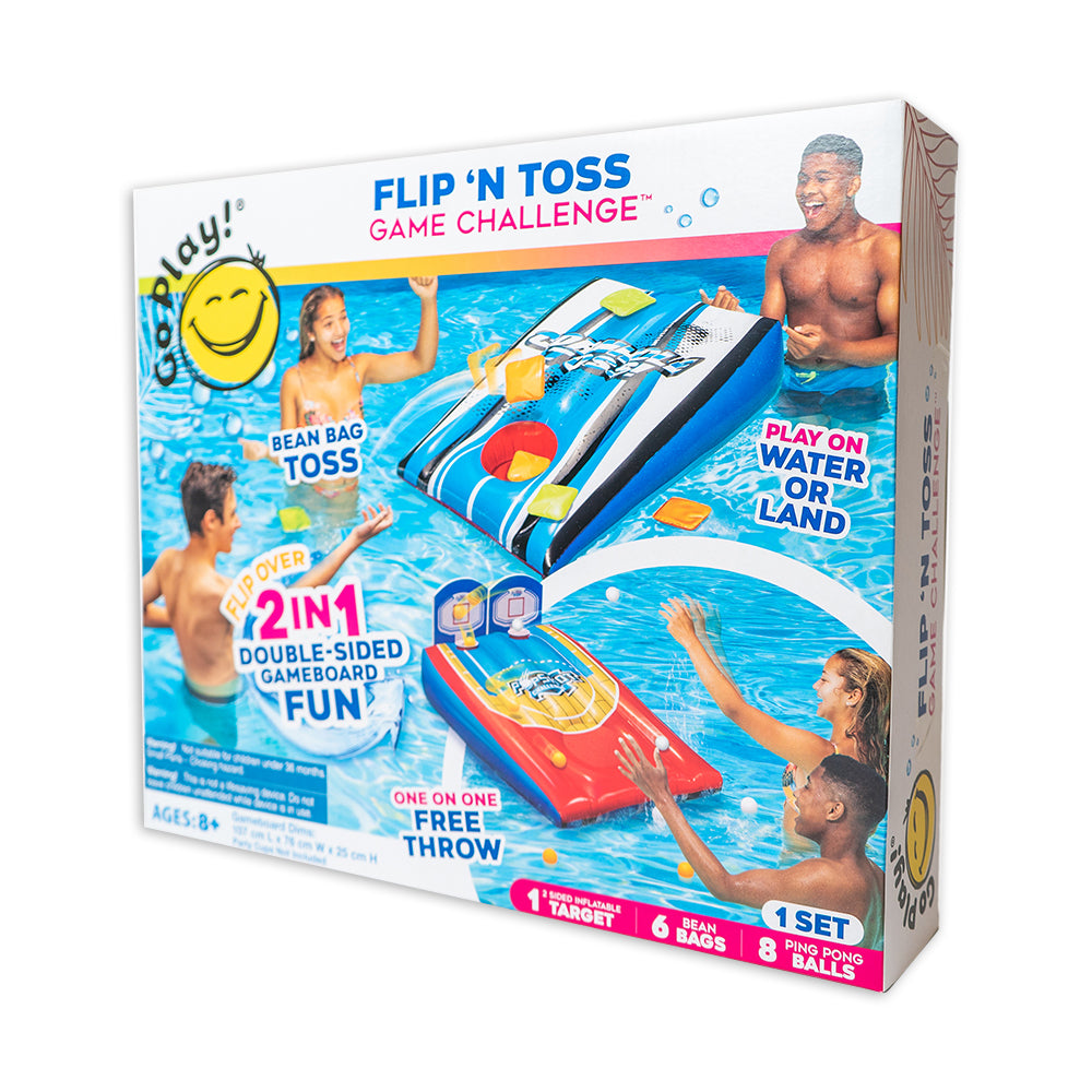 GO Play! Flip N Toss Game Challenge 2In1 Bean Bag/Ping Pong Throw Pool Game 8y+