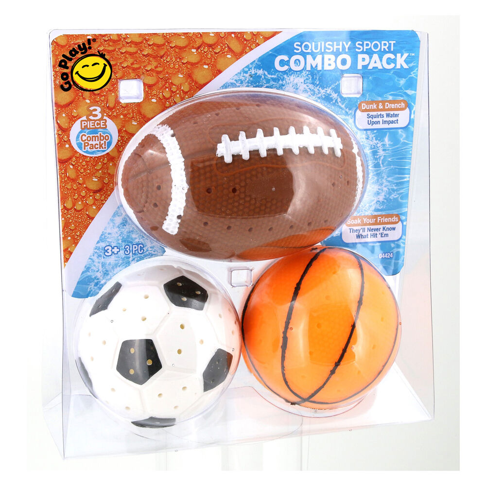 GO Play! Squishy Sport Combo Pack Soft Foam Water Ball Toy for Kids 3Y+ (3 Pieces)