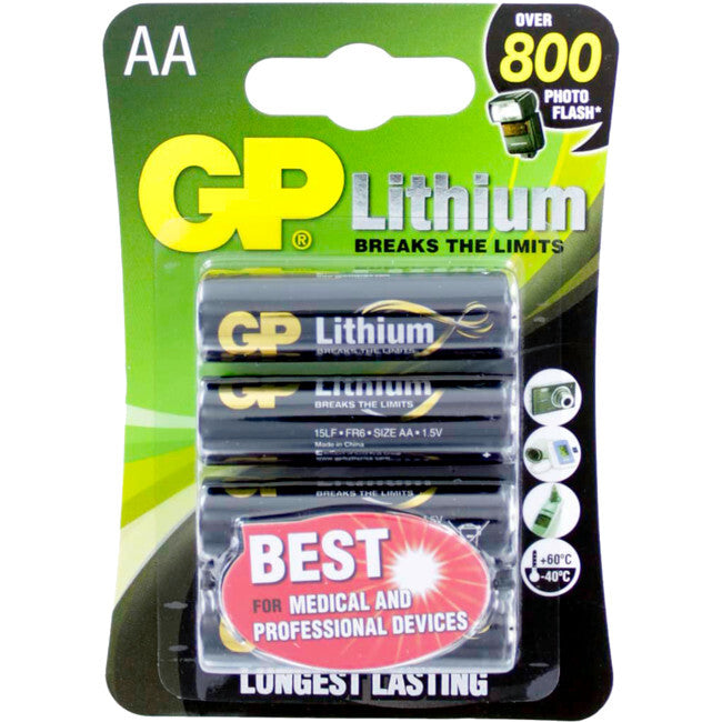 GP AA Lithium Battery 1.5V Multi Purpose/Single Use Batteries f/ Clocks/Toys (4 Pieces)