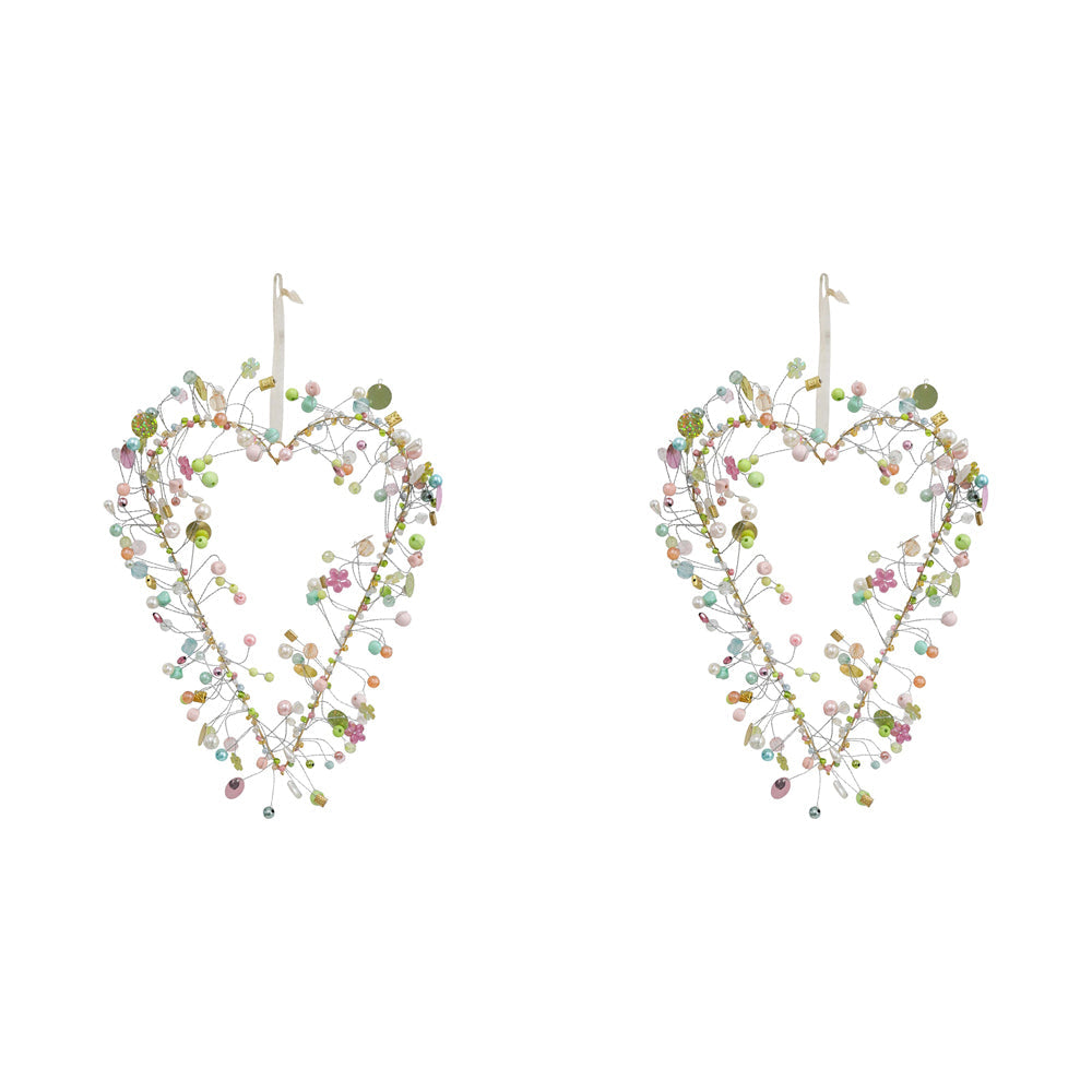 LVD Beaded Heart XL Blossom Decorative Hanging Sculpture Home/Lounge Decor (2 Pack)