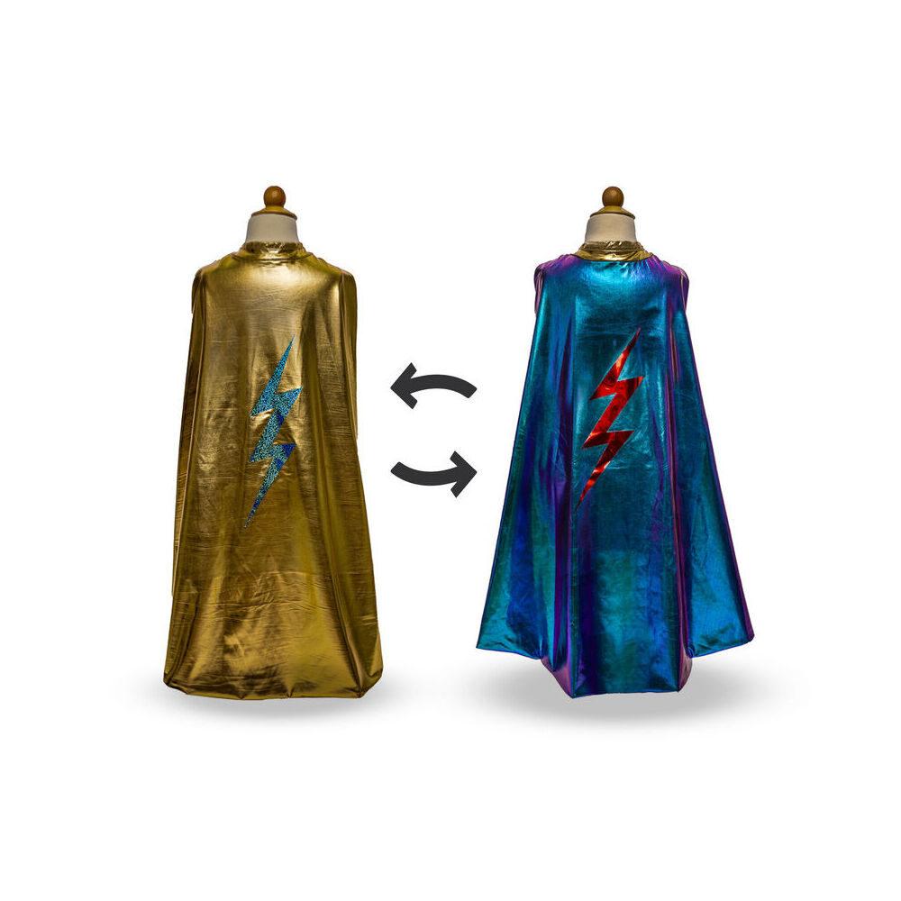 Great Pretenders Size 5-6 Blue Lightening Reversible Cape Kids Costume 5y+