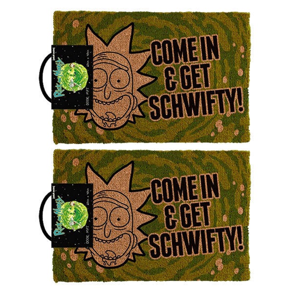 Rick & Morty Get Schwifty 60x40cm Door Mat Floor Entrance Rug Doormat Green (2 Pack)