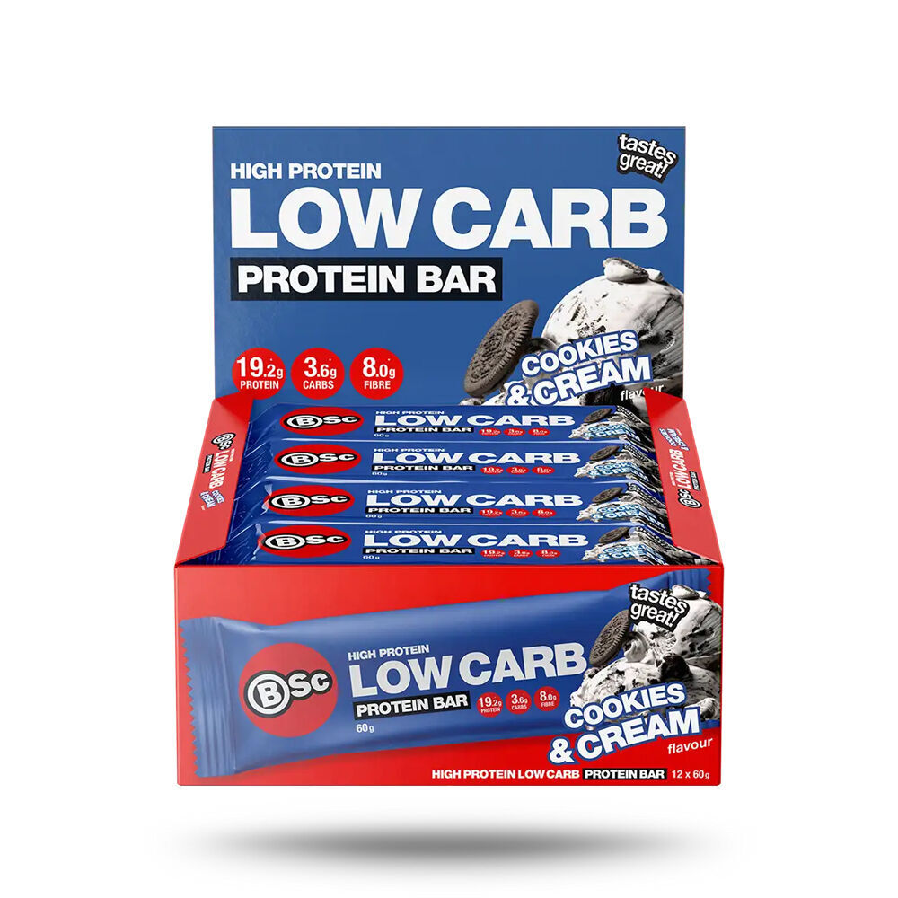 BSc 12PK BSc High Protein Low Carb Bar No Added Sugar 60g Serve Cookies & Cream (2 Pack) — image 2