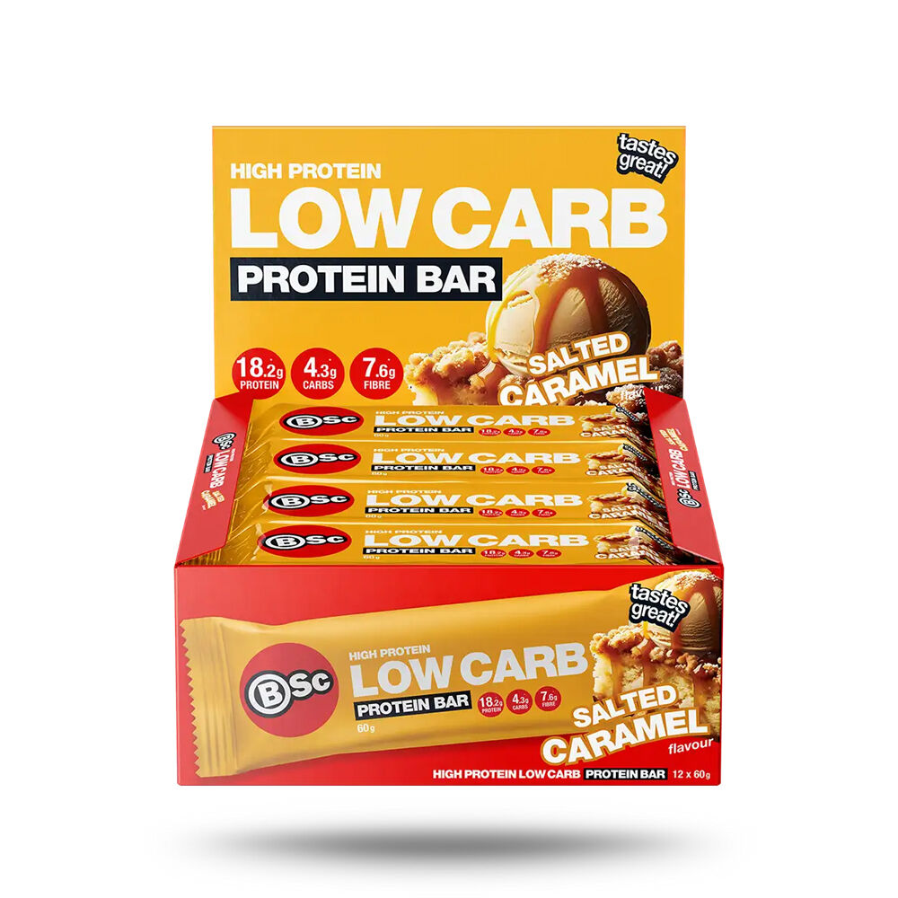 BSc High Protein Low Carb Bar Snack 60g Serve Salted Caramel (12 Pack)