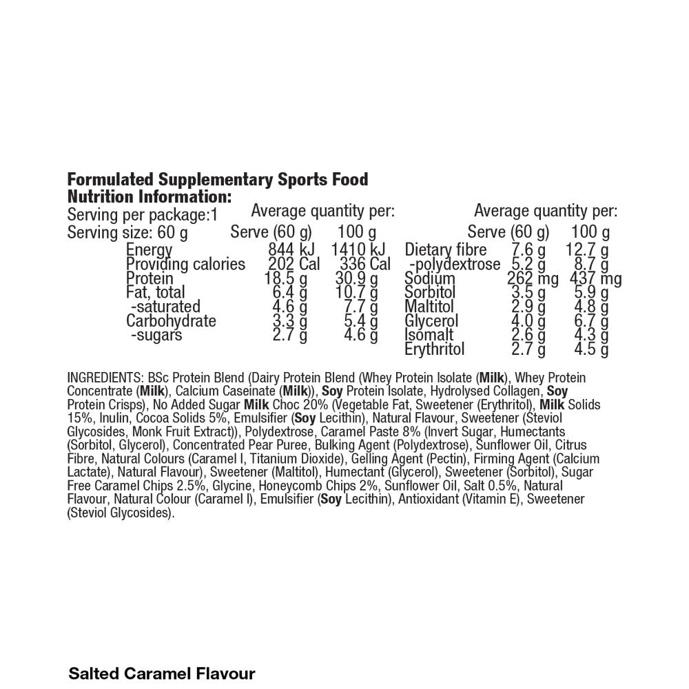 BSc High Protein Low Carb Bar Snack 60g Serve Salted Caramel (12 Pack) — image 3