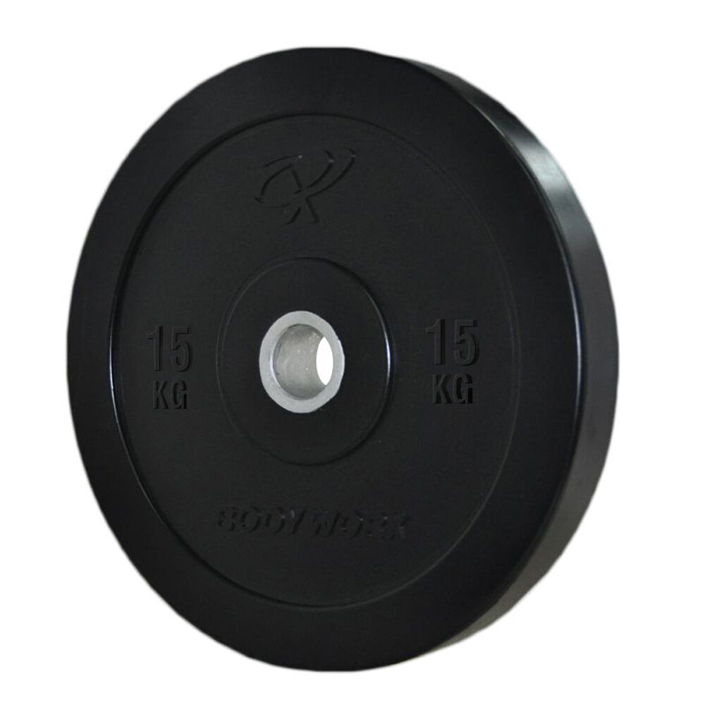 Hacienda Bumper Plate Weight Lift Home Gym Workout Exercise 15kg Black