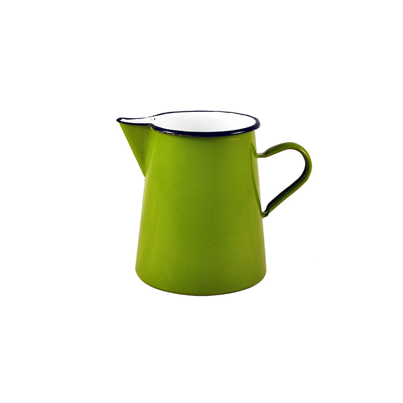 Urban Style Enamelware 1L Pitcher Jug Water Container w/ Black Rim Premium Green