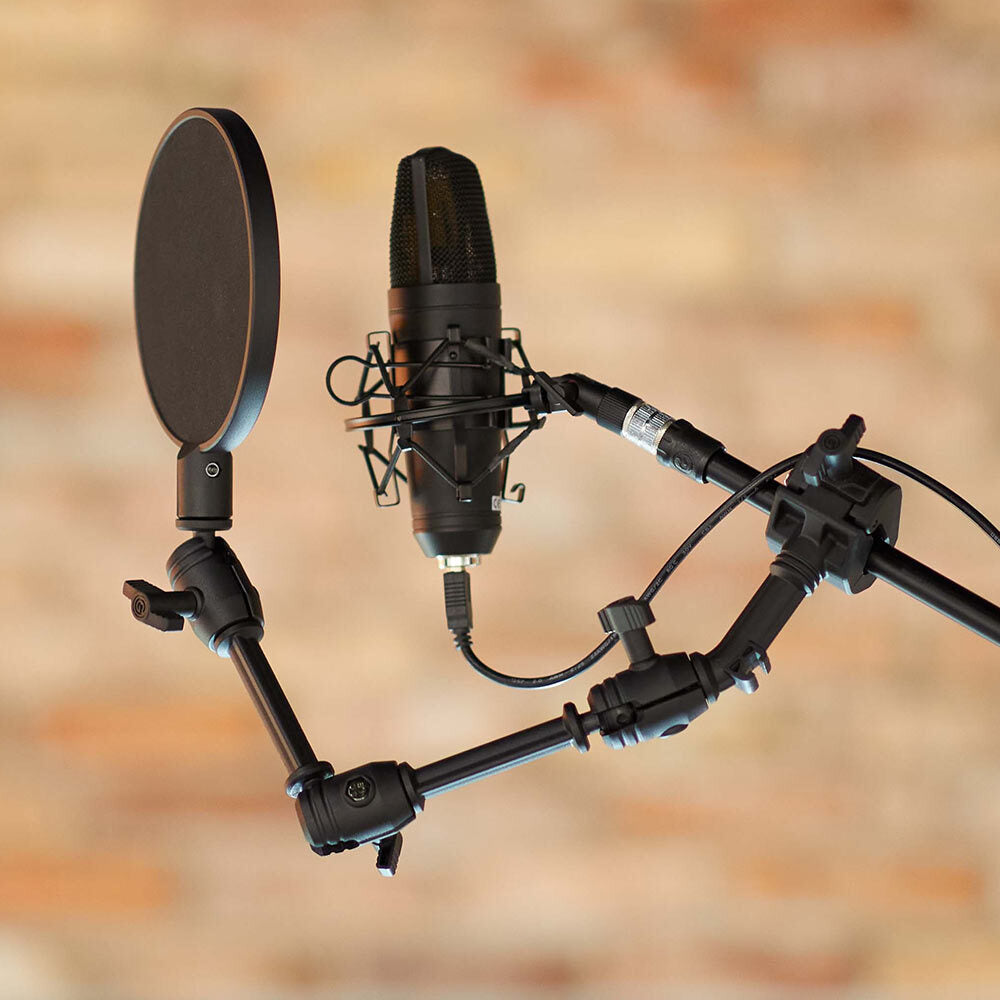 Gravity 40cm Traveler 3D Adjustable Arm w/ Pop Filter For Microphone Stand Black