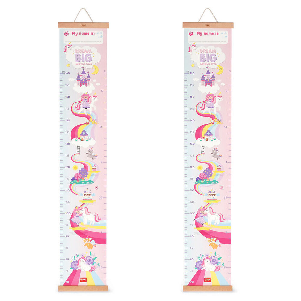 Legami Dream Big Little One Wall-Hanging Height Chart 160cm Pink Unicorn (2 Pack)