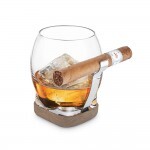 Final Touch Spirit/Whiskey & Cigar Holder Glass w/Non-Slip Silicone Base
