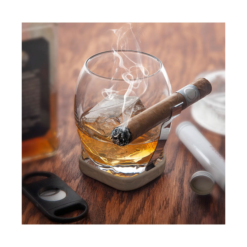 Final Touch Spirit/Whiskey & Cigar Holder Glass w/Non-Slip Silicone Base — image 3