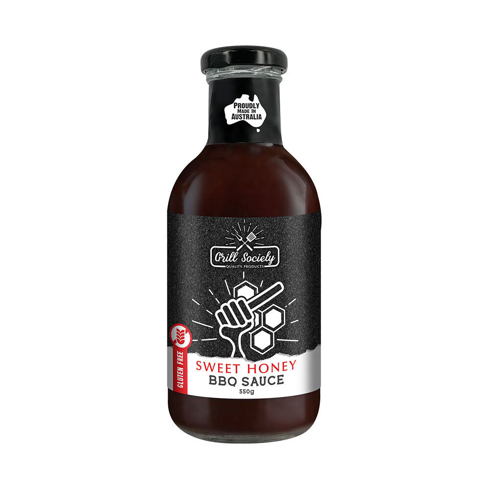 Grill Society BBQ Sweet Honey Sauce Gluten Free Condiment Meat Glaze 550g (3 Pack) — image 2