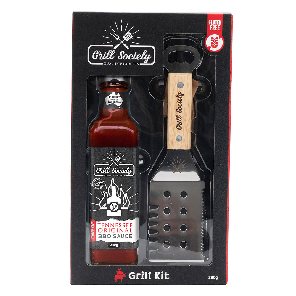 Grill Society Cooking BBQ Grill Spatula & Tennessee Original Sauce Kit Set (2 Pieces)