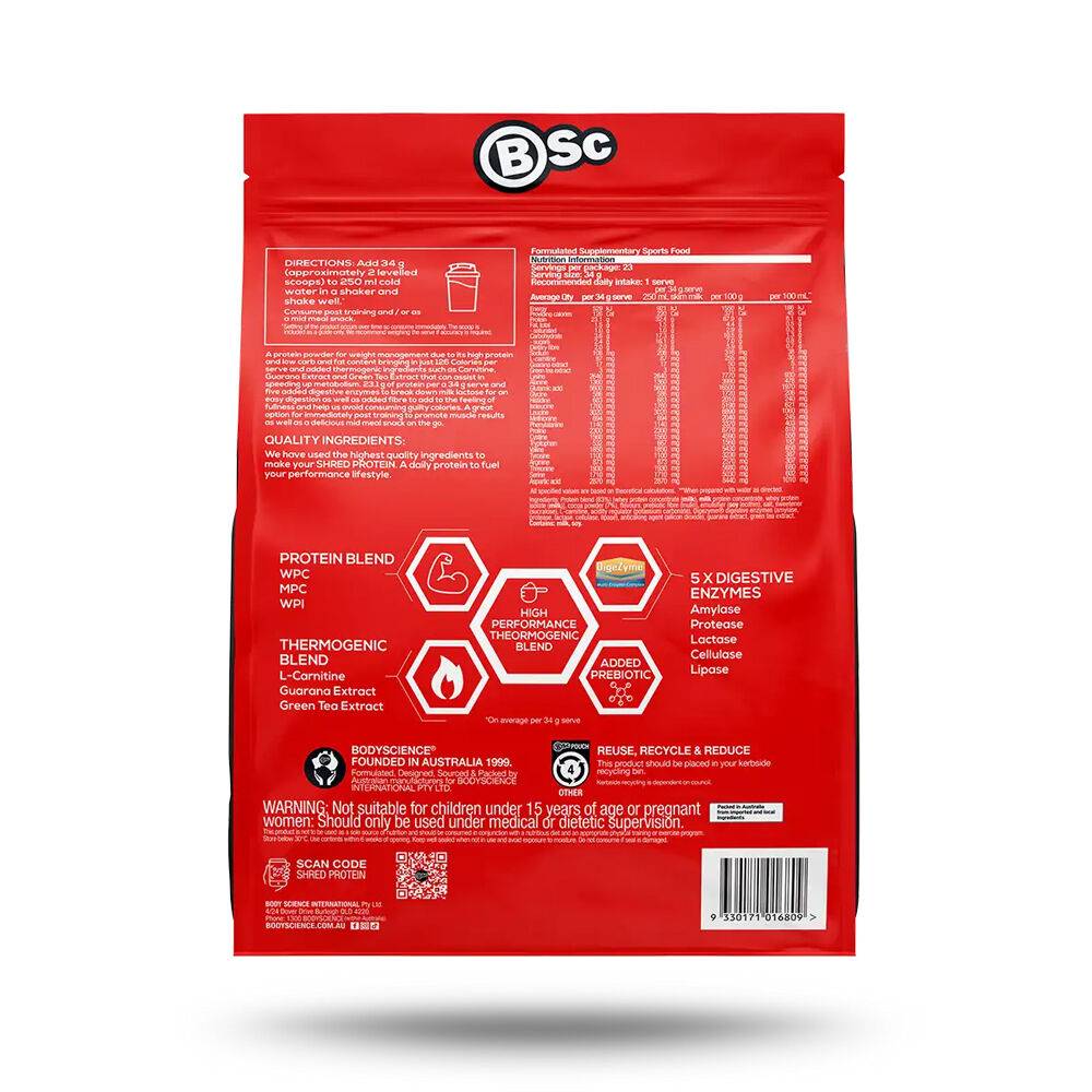 BSc 800g Salted Caramel High Protein Shred Powder Post Workout 23 Serves — image 2