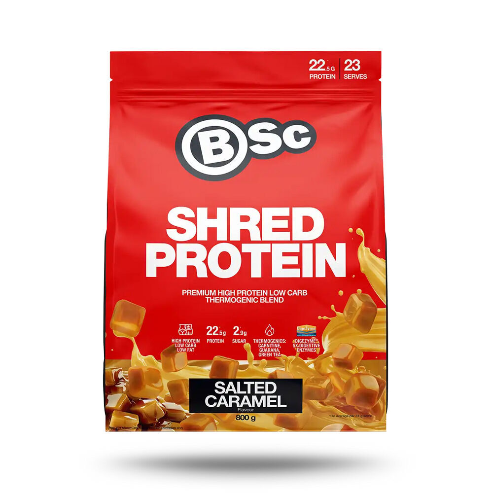 BSc High Protein Shred Powder Post Workout 23 Serves 800g Salted Caramel (2 Pack) — image 2