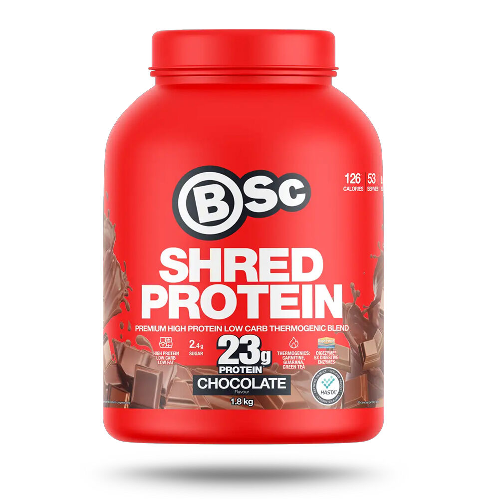 BSc 1.8kg Chocolate Premium High Protein Shred Powder Post Workout 53 Serves