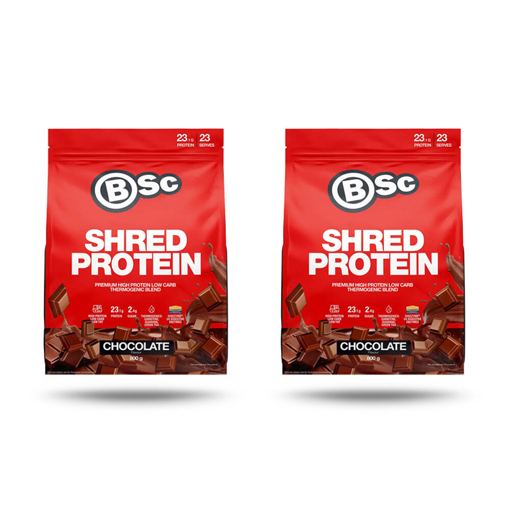 BSc High Protein Shred Powder Post Workout 23 Serves 800g Chocolate (2 Pack)