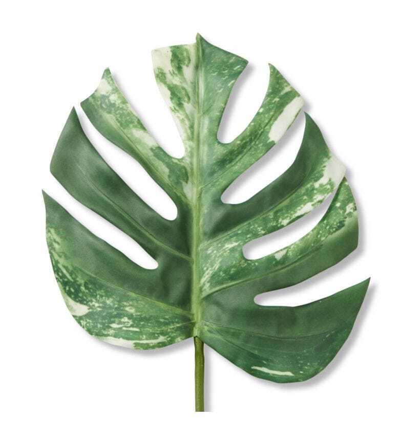 E Style 75cm Plastic Monstera Lush Stem Artificial Fake Decor Green/White — image 2