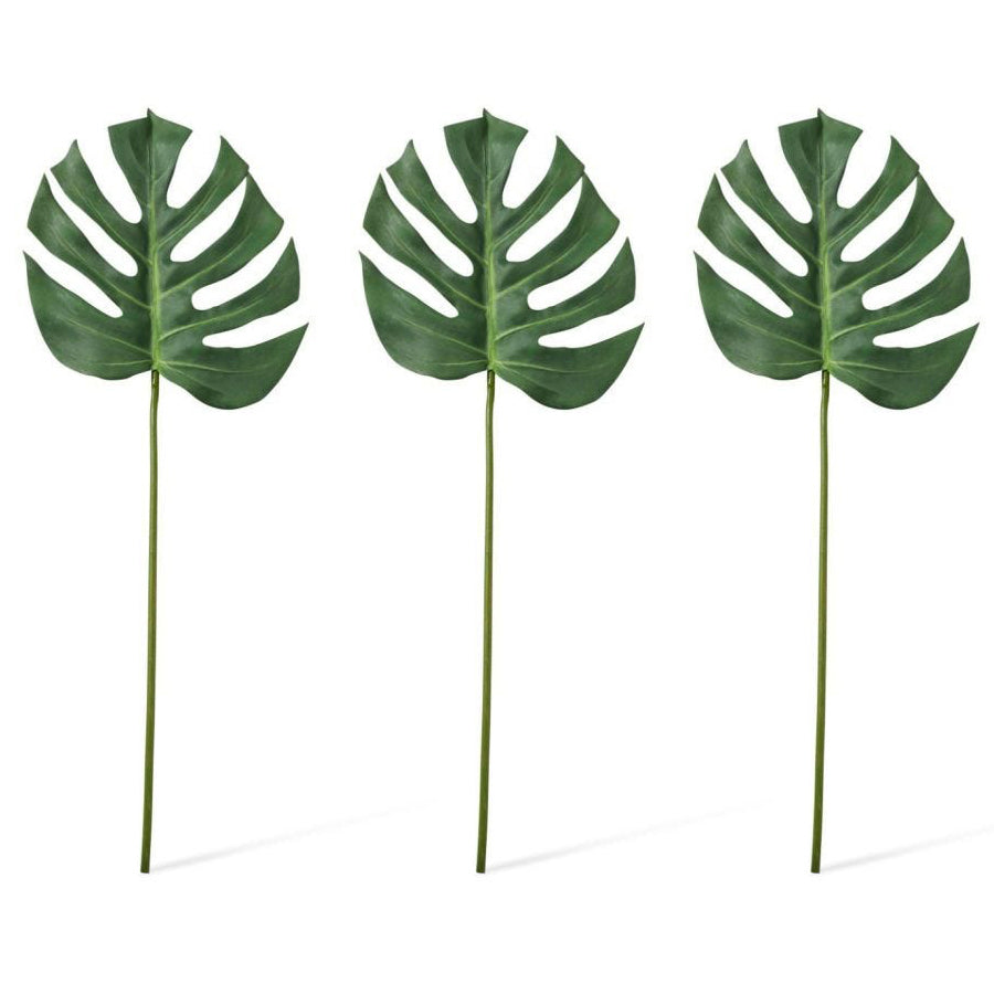 E Style 75cm Plastic Monstera Lush Stem Artificial Fake/Faux Decor Green (3 Pack)