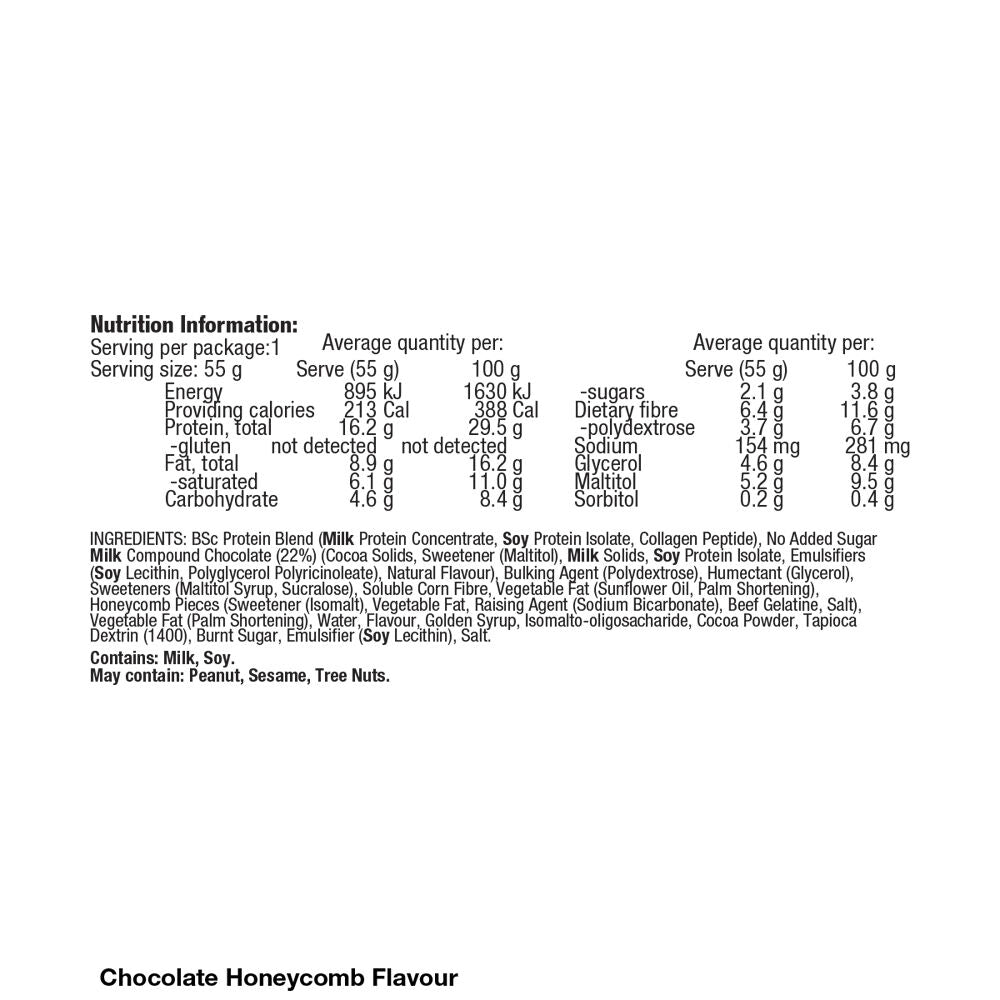 BSc x Violet Crumble Soft High Protein Bar 55g Serve Chocolate Honeycomb (12 Pack) — image 3