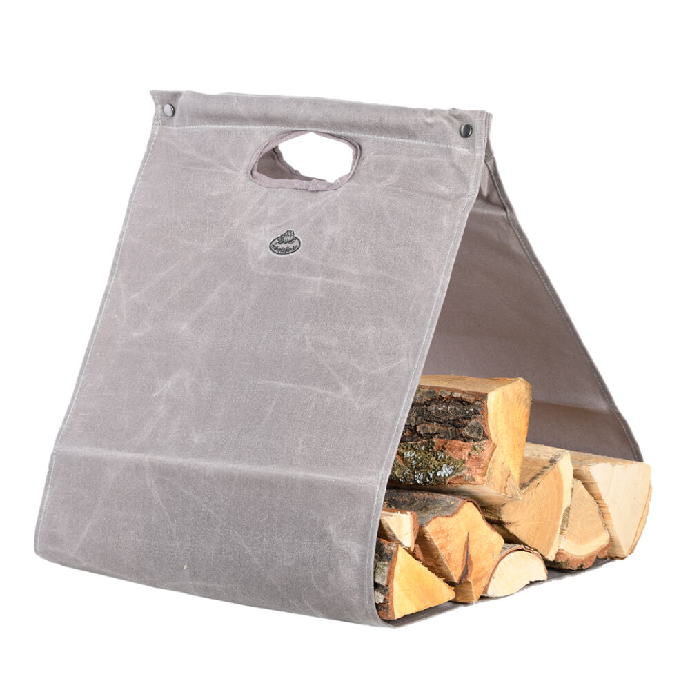 Esschert Design Waxed Canvas Log Carrier Garden/Outdoor Storage 70.5cm Grey