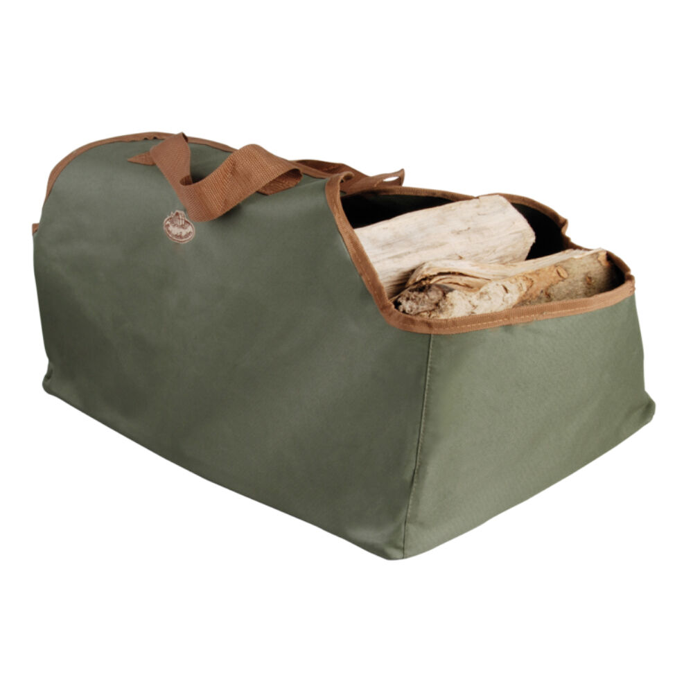 Esschert Design Canvas Log Carrier Organiser Garden Storage 59cm Green
