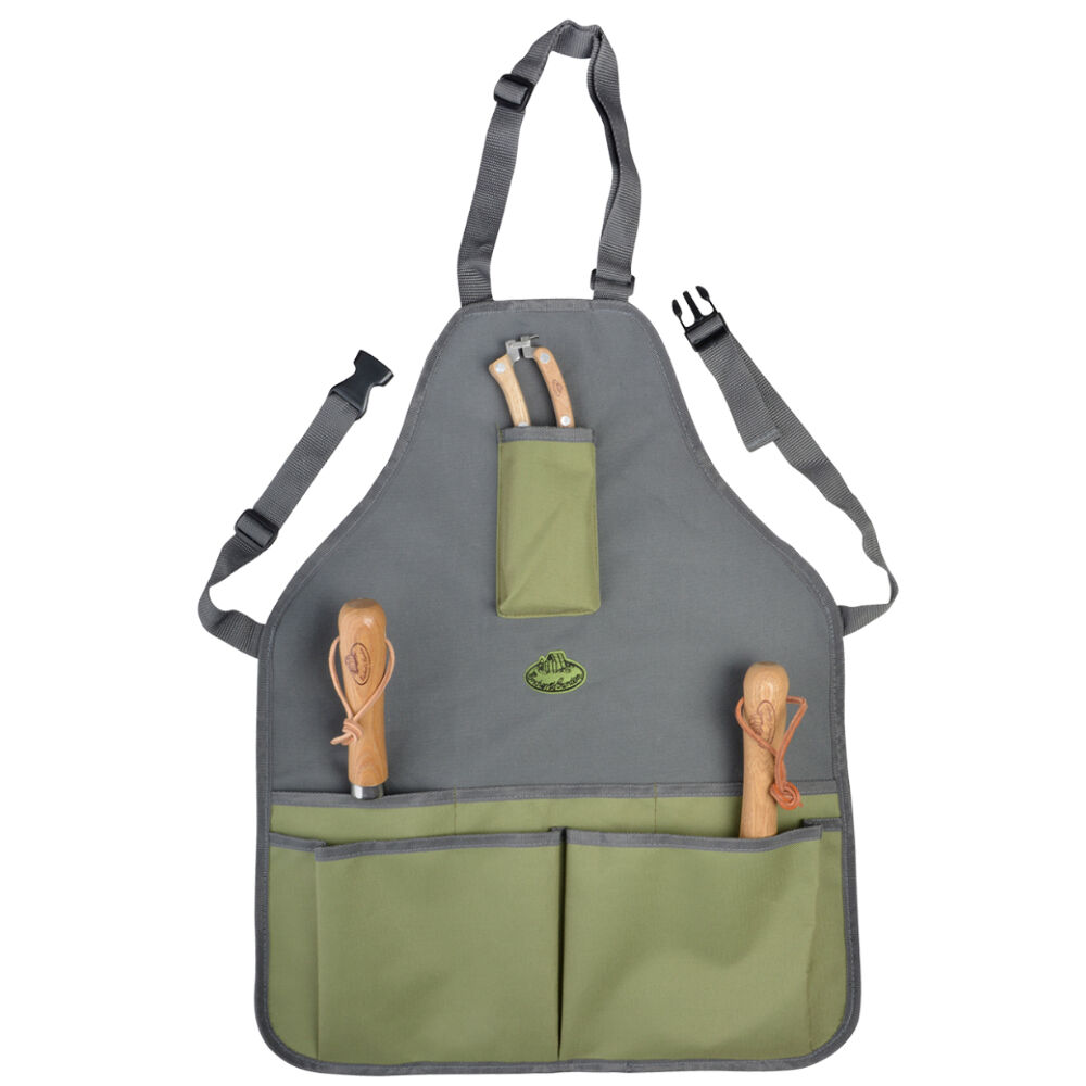 Esschert Design 75cm Grey/Khaki Adjustable Strap Garden Apron w/ Pockets