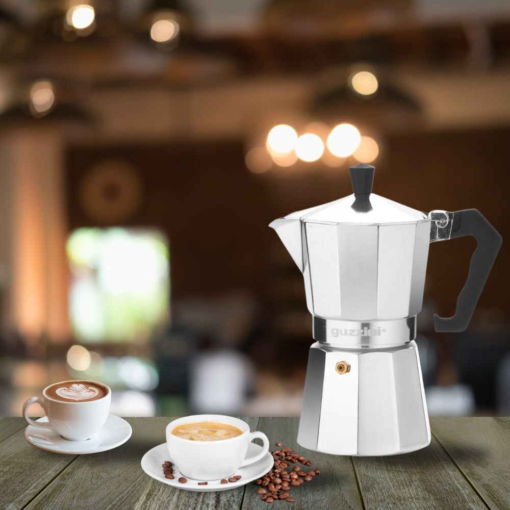 Guzzini Romeo 180ml Moka Coffee Maker Aluminium Stovetop Espresso Percolator — image 3