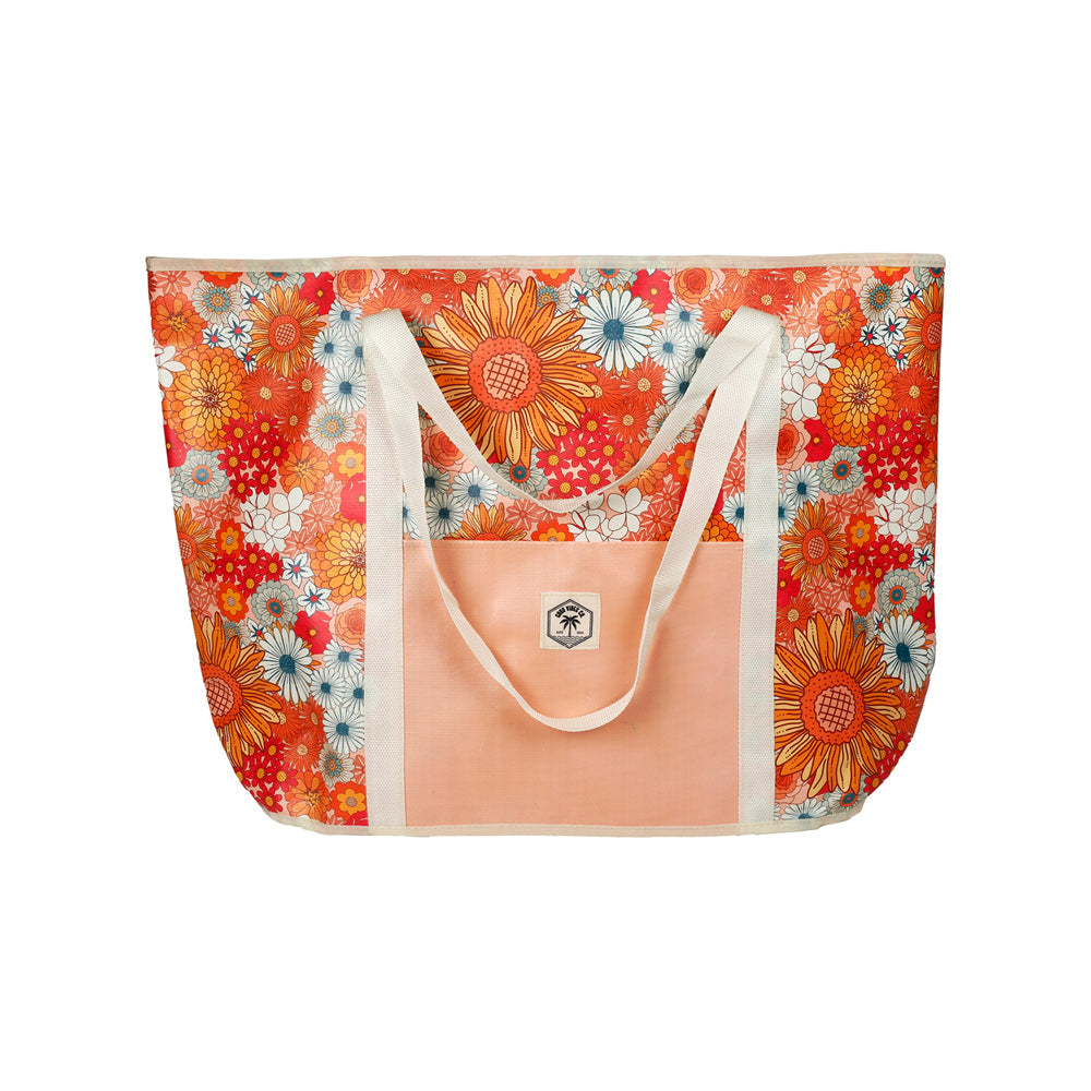 Good Vibes Outdoor Camping Jumbo Beach Carry Bag Retro Summer Print 47x72x25cm
