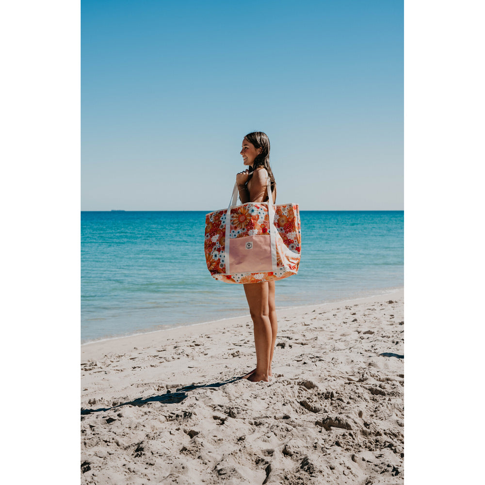 Good Vibes Outdoor Camping Jumbo Beach Carry Bag Retro Summer Print 47x72x25cm — image 3