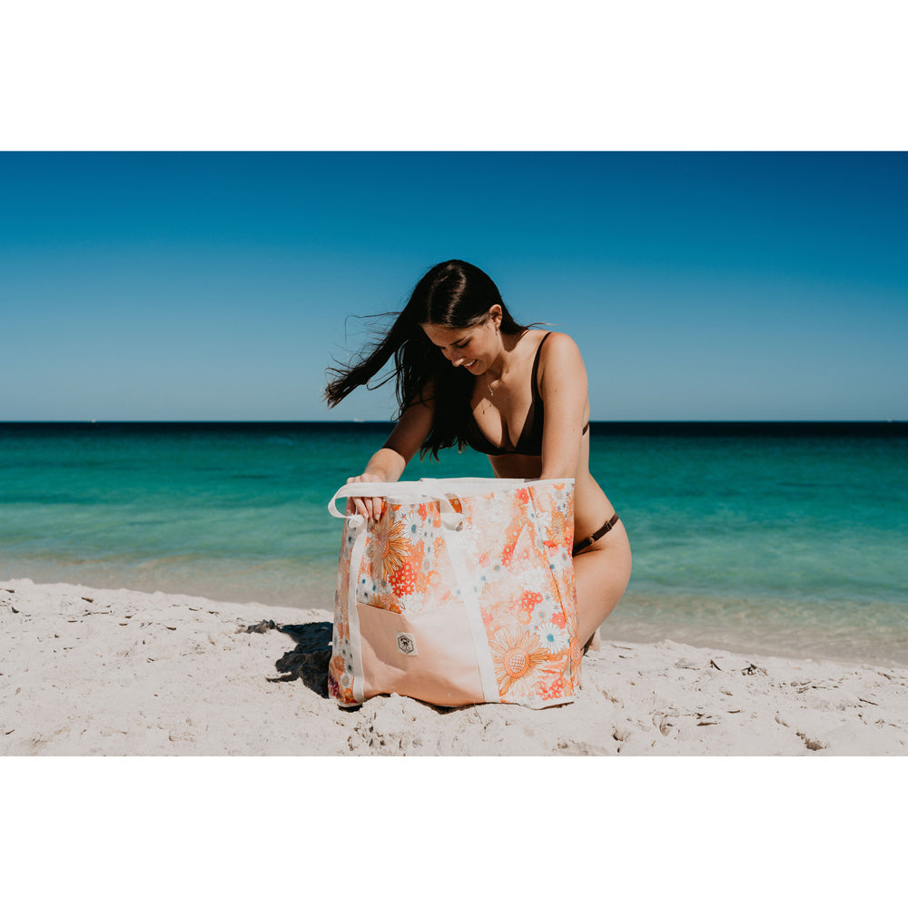 Good Vibes Outdoor Camping Jumbo Beach Carry Bag Retro Summer Print 47x72x25cm — image 2