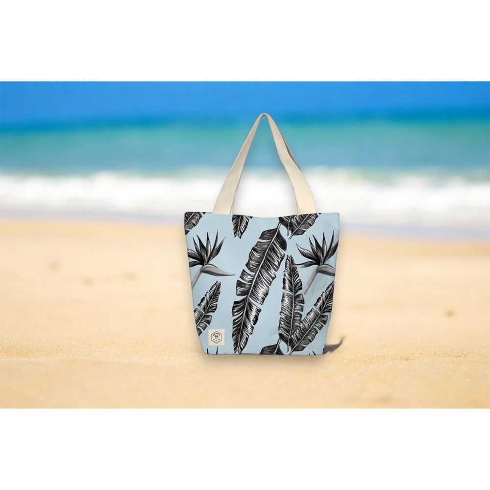Good Vibes Beach Bag w/Inner Pocket Zip Closr Sorrento Palm Print 50x42x15cm — image 2