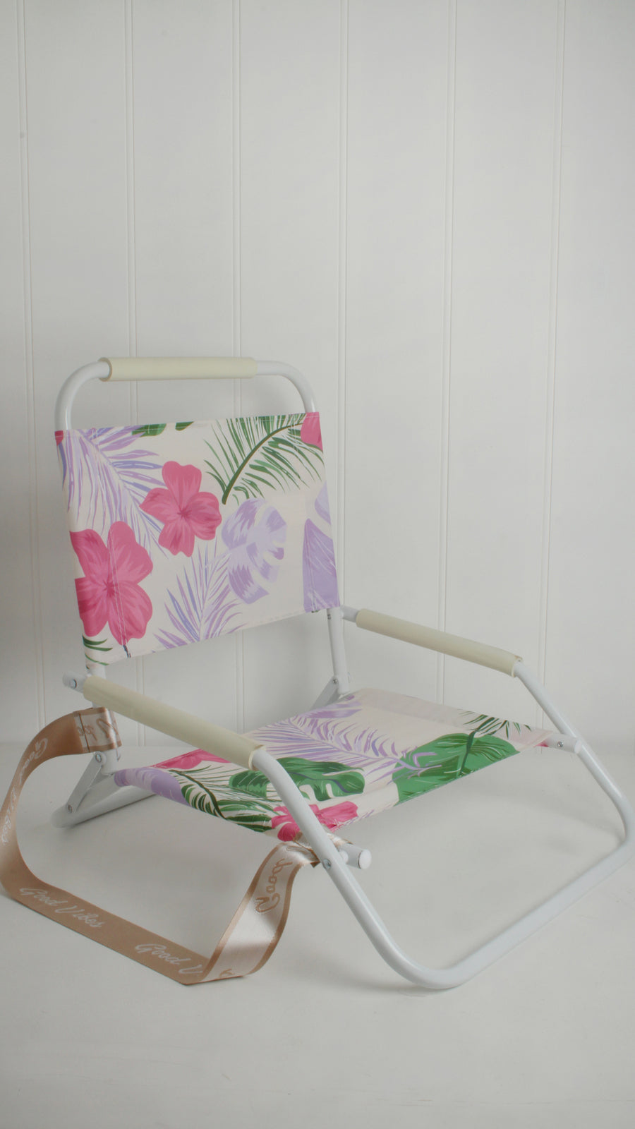 Good Vibes 60x58cm Beach/Outdoor Chair Foldable Hawaiian w/ Steel Frame White — image 3