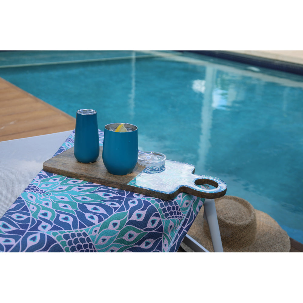 Good Vibes Wine Tumbler Double Walled Stainless Steel 295ml Peacock Blue — image 2