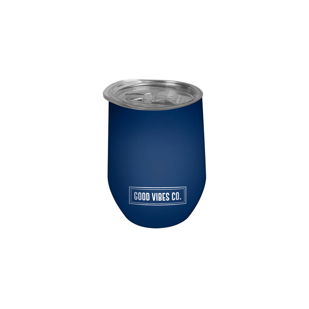 Good Vibes Outdoor Wine Tumbler Double Walled Stainless Steel 295ml Indigo