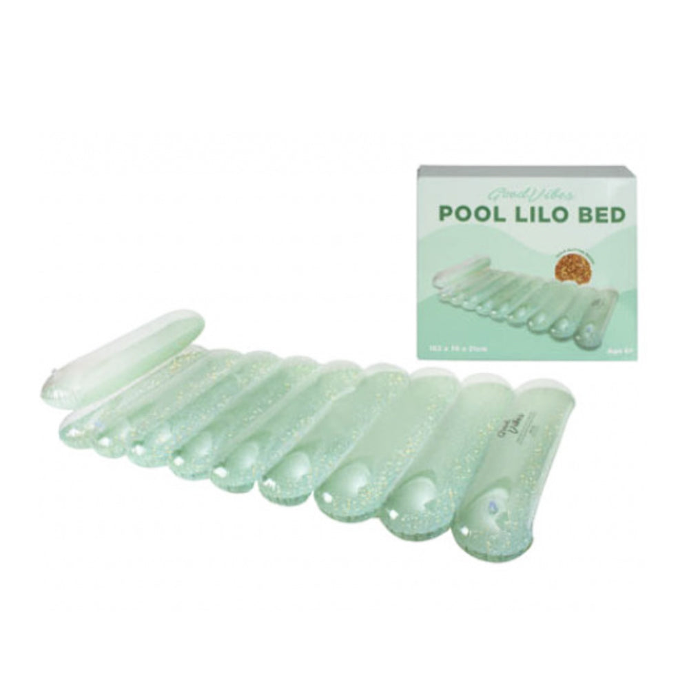 Good Vibes Inflatable 162x76cm Pool/Beach Lilo Bed Swimming Float Kids 6y+ Green — image 2