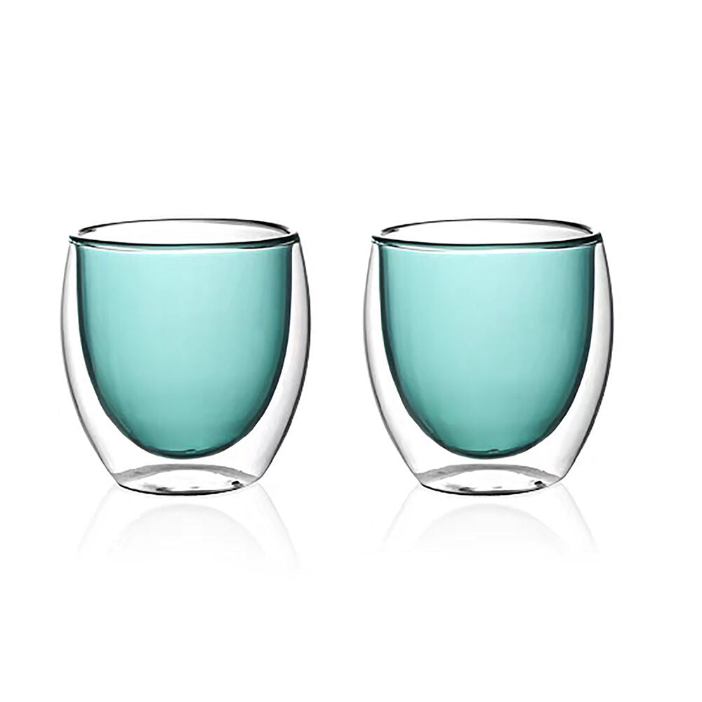 NF Living Serving Hued Glass 250ml Solid Double-Walled Teal (2 Pieces)