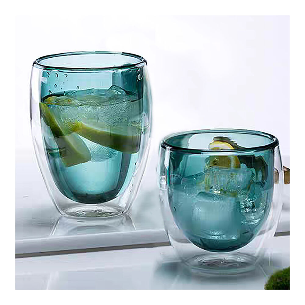 NF Living Serving Hued Glass 250ml Solid Double-Walled Teal (2 Pieces) — image 2