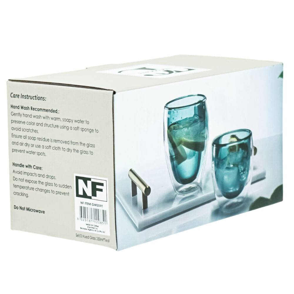 NF Living Serving Hued Glass 250ml Solid Double-Walled Teal (2 Pieces) — image 6