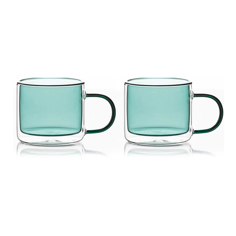 NF Living Serving Hued Cups 250ml Solid Double-Walled Green (2 Pieces)