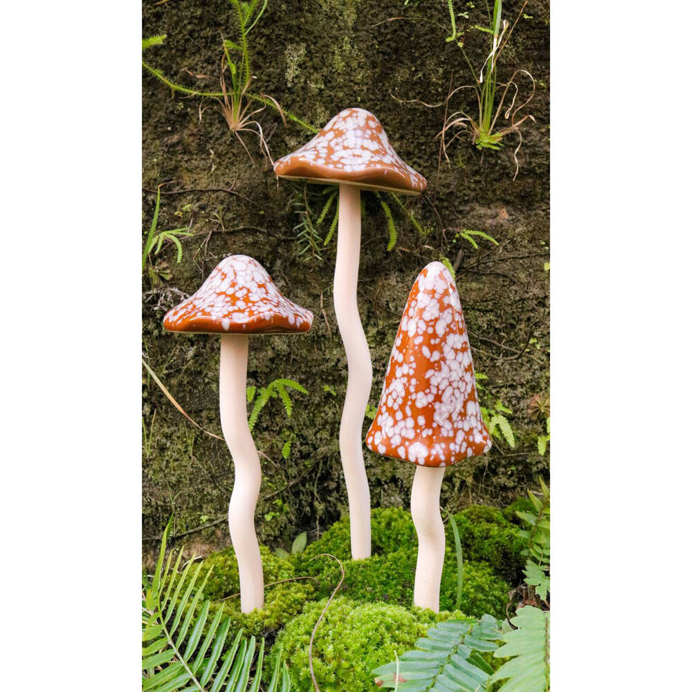 LVD Porcelain Jiggle Mushroom Sculpture Home/Office Decor 9.5x27cm Rust — image 2